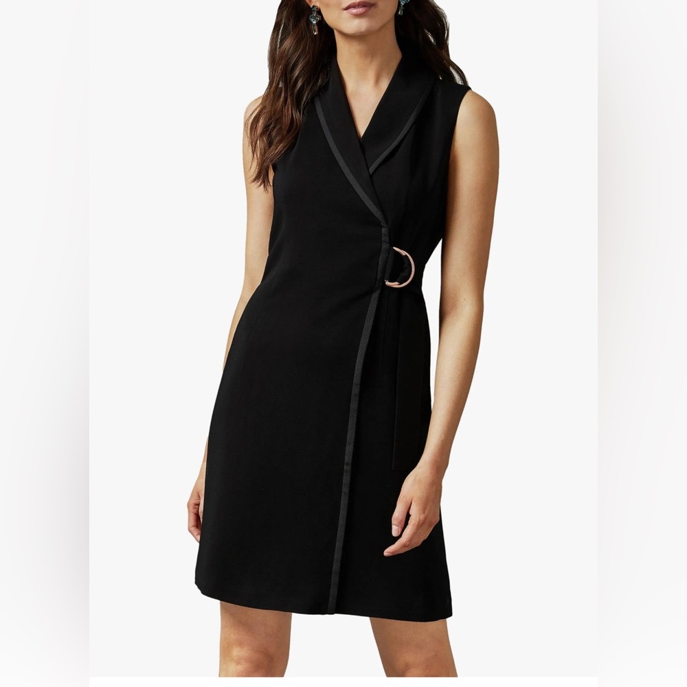 Ted Baker London Black Tailored D-Ring Mini Dress